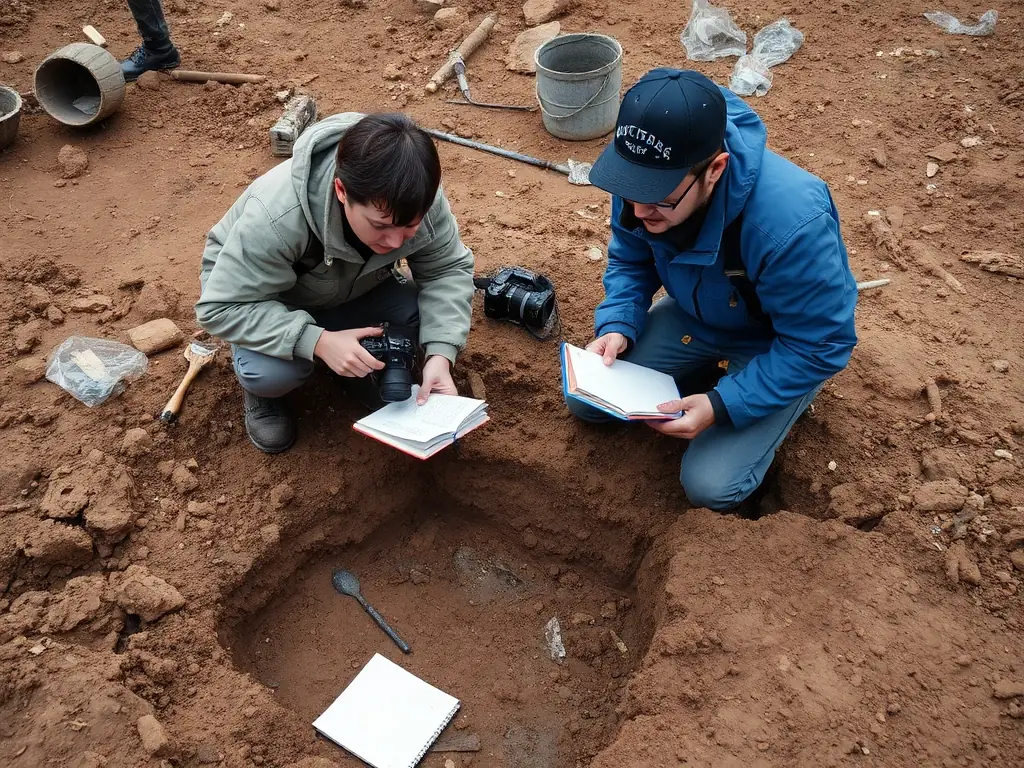 A photograph depicting archaeologists carefully excavating a historical site in Mène, showcasing the meticulous work involved in uncovering the region's past.
