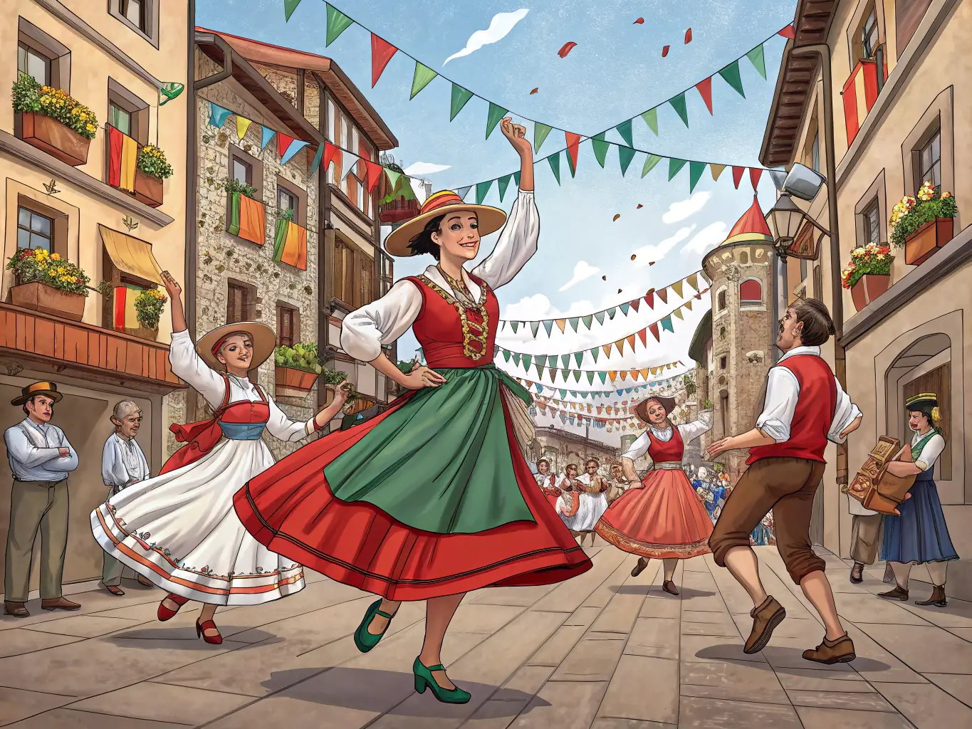 A vibrant image capturing a traditional cultural festival in Mène, featuring local artisans, music, and dance, highlighting the community's living heritage.