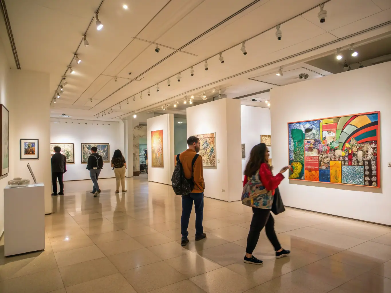 A visually appealing image of an art exhibition at ASSOCIATION LE MOULIN'ART, featuring a variety of artworks and visitors engaging with the displayed pieces.